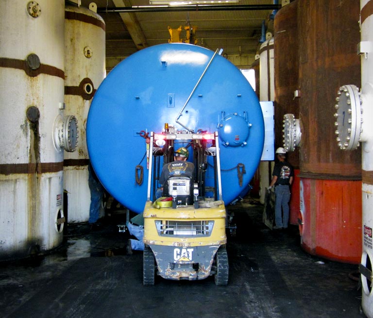 Operator Transports New Filter