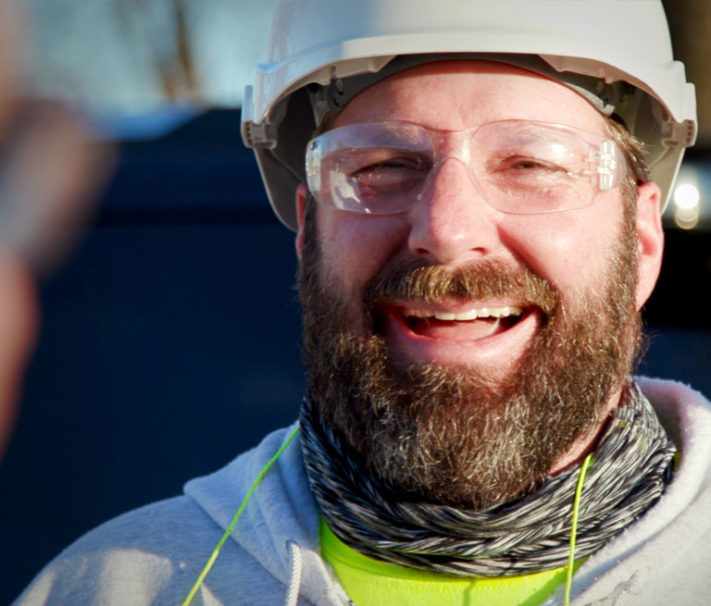 Man With Hardhat Laughing